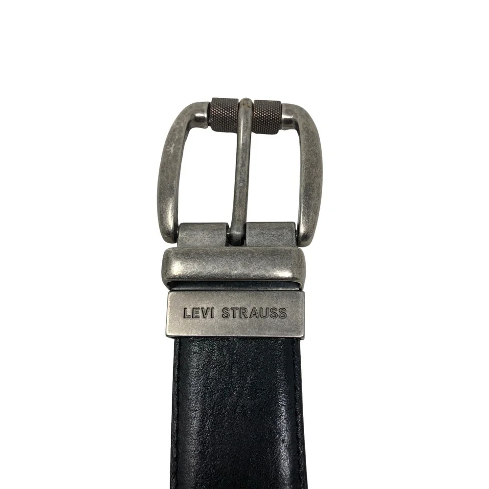 LEVI STRAUSS Mens Reversible Belt Black & Brown Genuine Leather Size 42 Casual